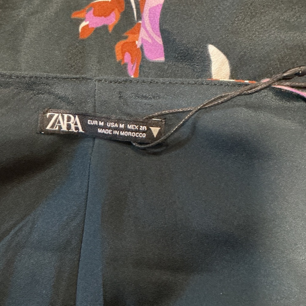 Zara Black Maxi Dress with Purple Rose Print - Picture 5 of 6